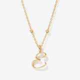Cursive Initial Necklace on Sphere Chain - E