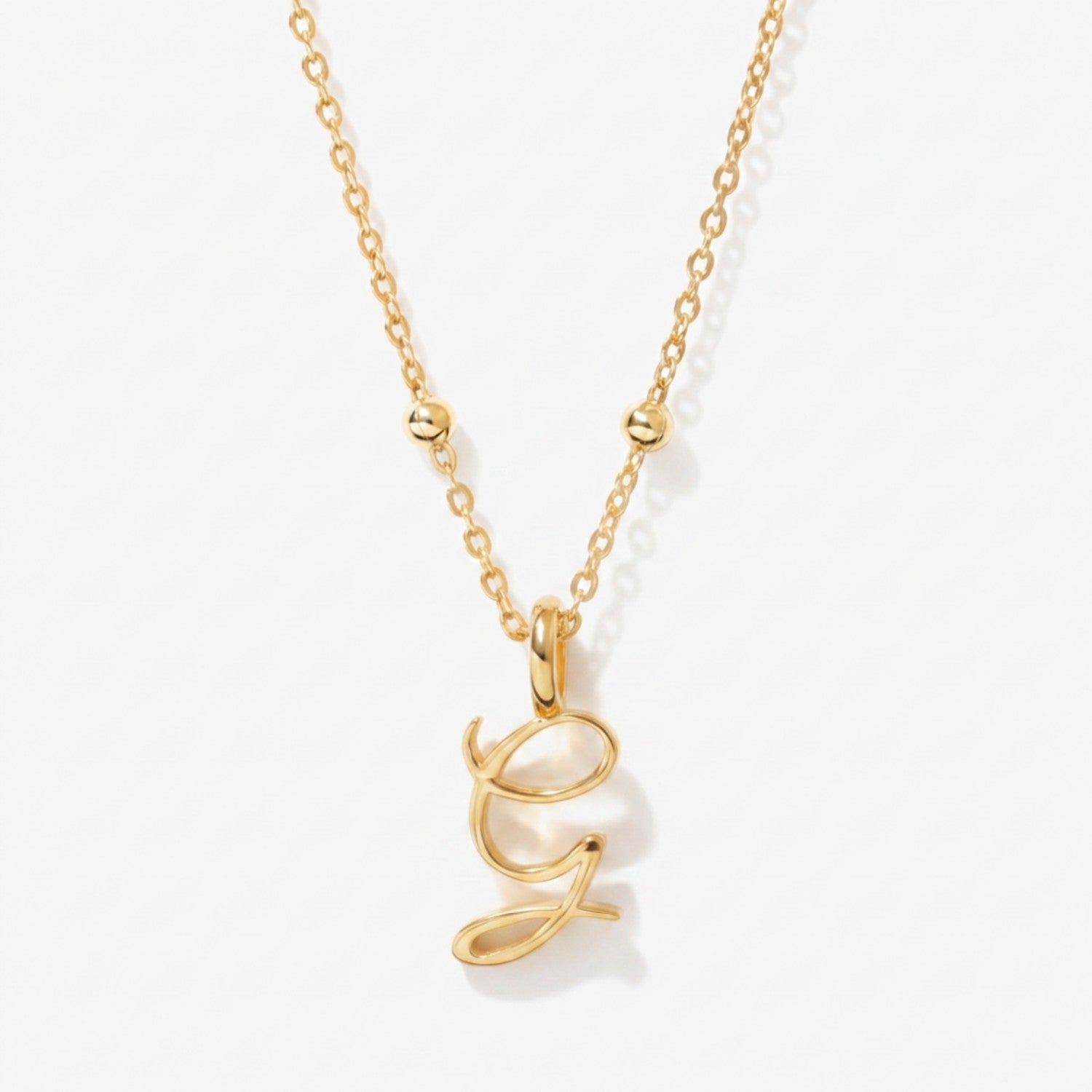 Cursive Initial Necklace on Sphere Chain - G