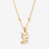 Cursive Initial Necklace on Sphere Chain - G