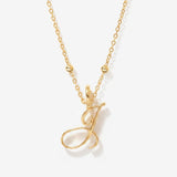 Cursive Initial Necklace on Sphere Chain - I