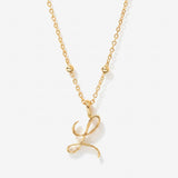 Cursive Initial Necklace on Sphere Chain - L