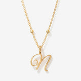 Cursive Initial Necklace on Sphere Chain - N