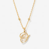 Cursive Initial Necklace on Sphere Chain - O