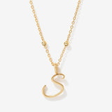 Cursive Initial Necklace on Sphere Chain - S