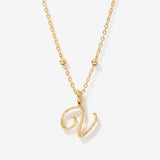 Cursive Initial Necklace on Sphere Chain - V
