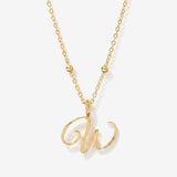 Cursive Initial Necklace on Sphere Chain - W