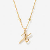 Cursive Initial Necklace on Sphere Chain - X