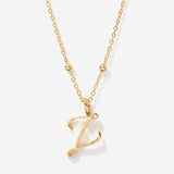Cursive Initial Necklace on Sphere Chain - Z
