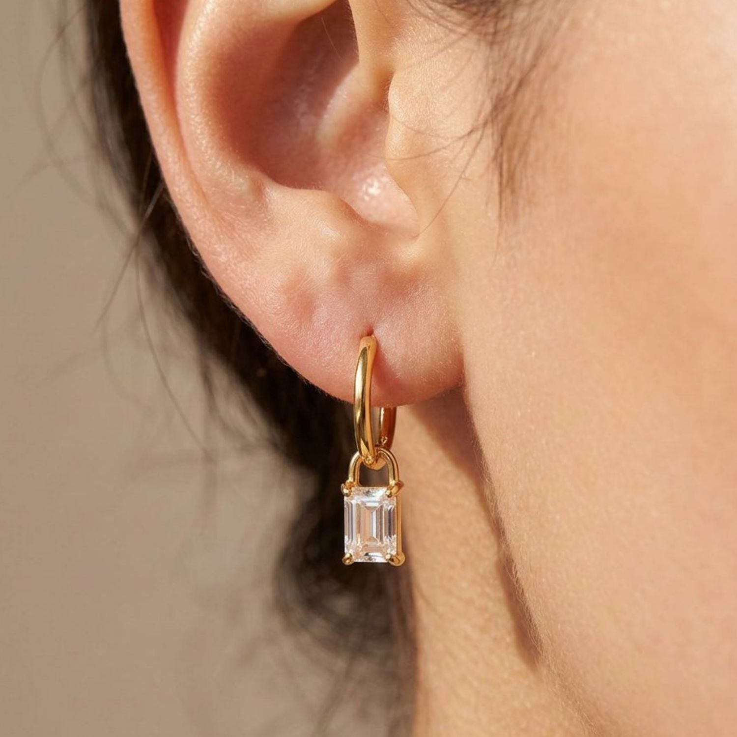 Iris Birthstone Hoops - April Moissanite