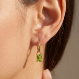 Iris Birthstone Drop Hoop Earrings - August Peridot