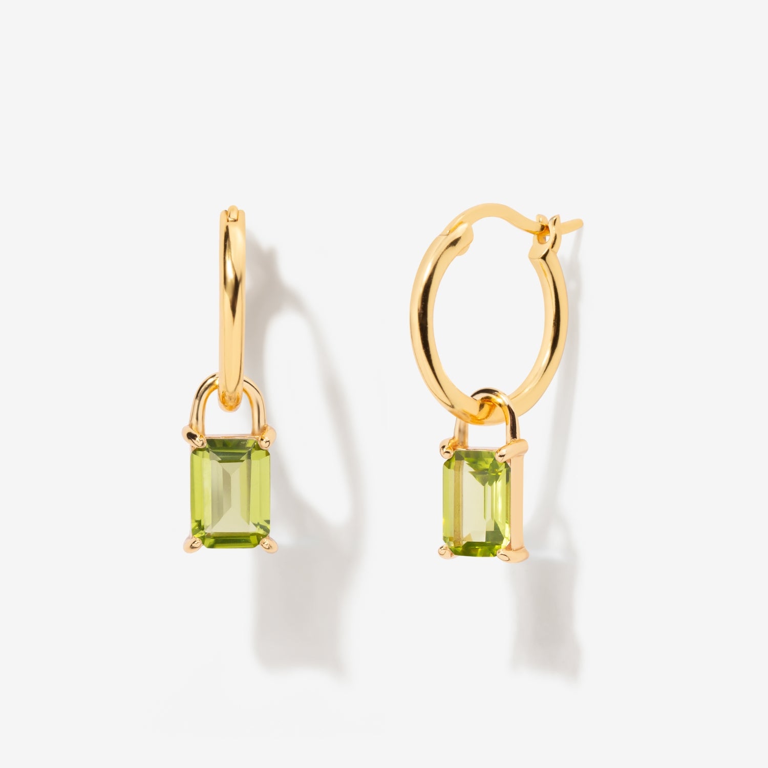 Iris Birthstone Drop Hoop Earrings - August Peridot
