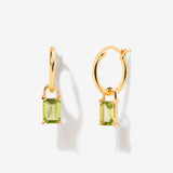 Iris Birthstone Drop Hoop Earrings - August Peridot