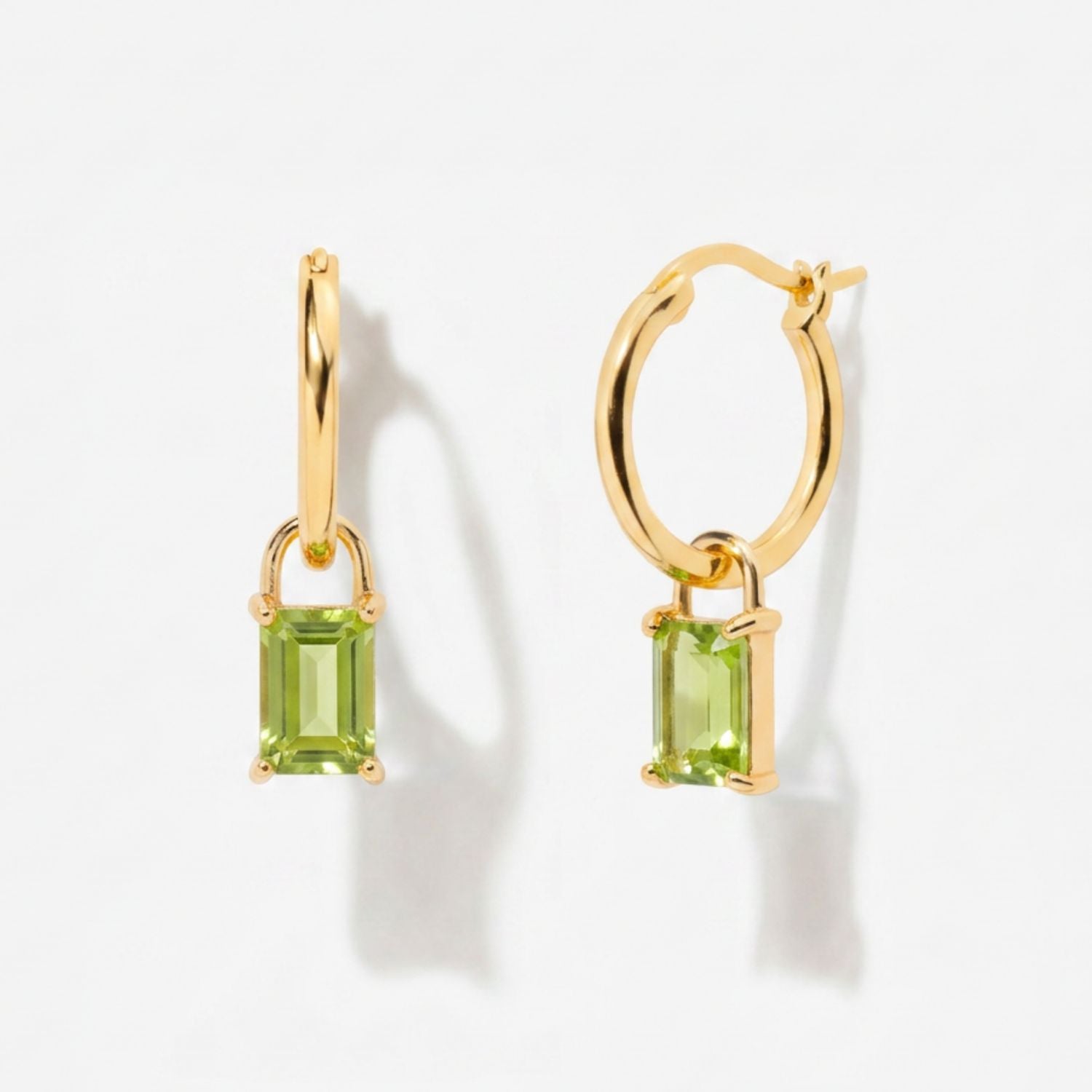 Iris Birthstone Drop Hoop Earrings - August Peridot