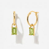 Iris Birthstone Drop Hoop Earrings - August Peridot