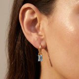 Iris Birthstone Drop Hoop Earrings - December Blue Topaz
