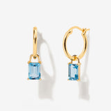 Iris Birthstone Drop Hoop Earrings - December Blue Topaz