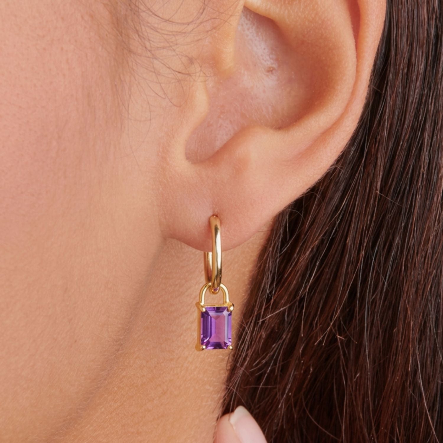 Iris Birthstone Drop Earrings - February Amethyst