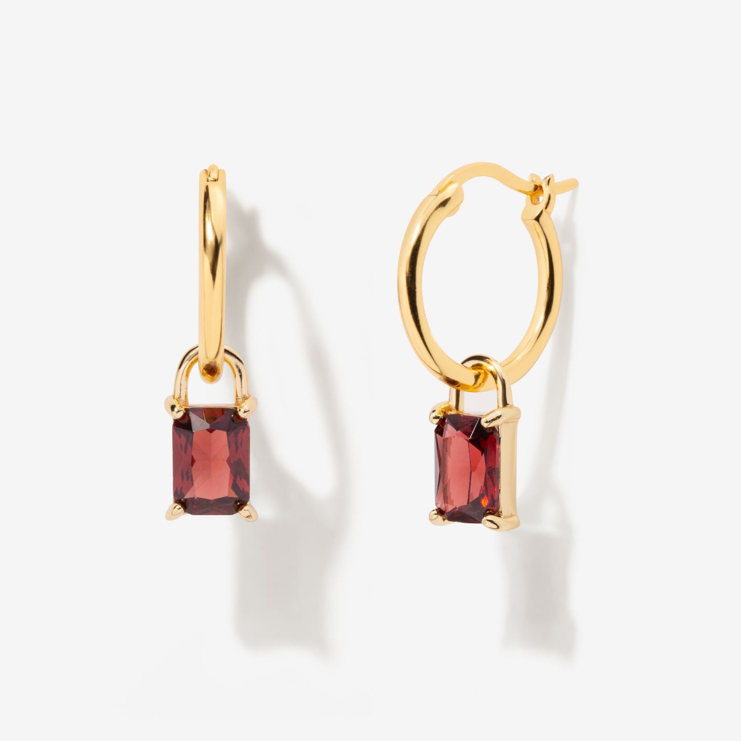 Iris January Birthstone Drop Hoop Earrings