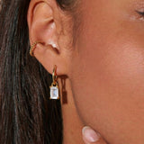 Iris Birthstone Drop Hoop Earrings - June Moonstone