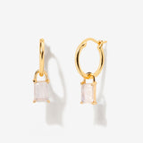 Iris Birthstone Drop Hoop Earrings - June Moonstone