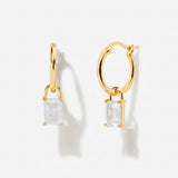 Iris Birthstone Drop Hoop Earrings - June Moonstone