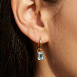 Irish Birthstone Drop Hoop Earrings - March Aquamarine