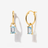 Irish Birthstone Drop Hoop Earrings - March Aquamarine