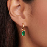 Iris Birthstone Drop Hoop Earrings - May Emerald