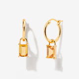 Iris Birthstone Drop Hoop Earrings - November Citrine
