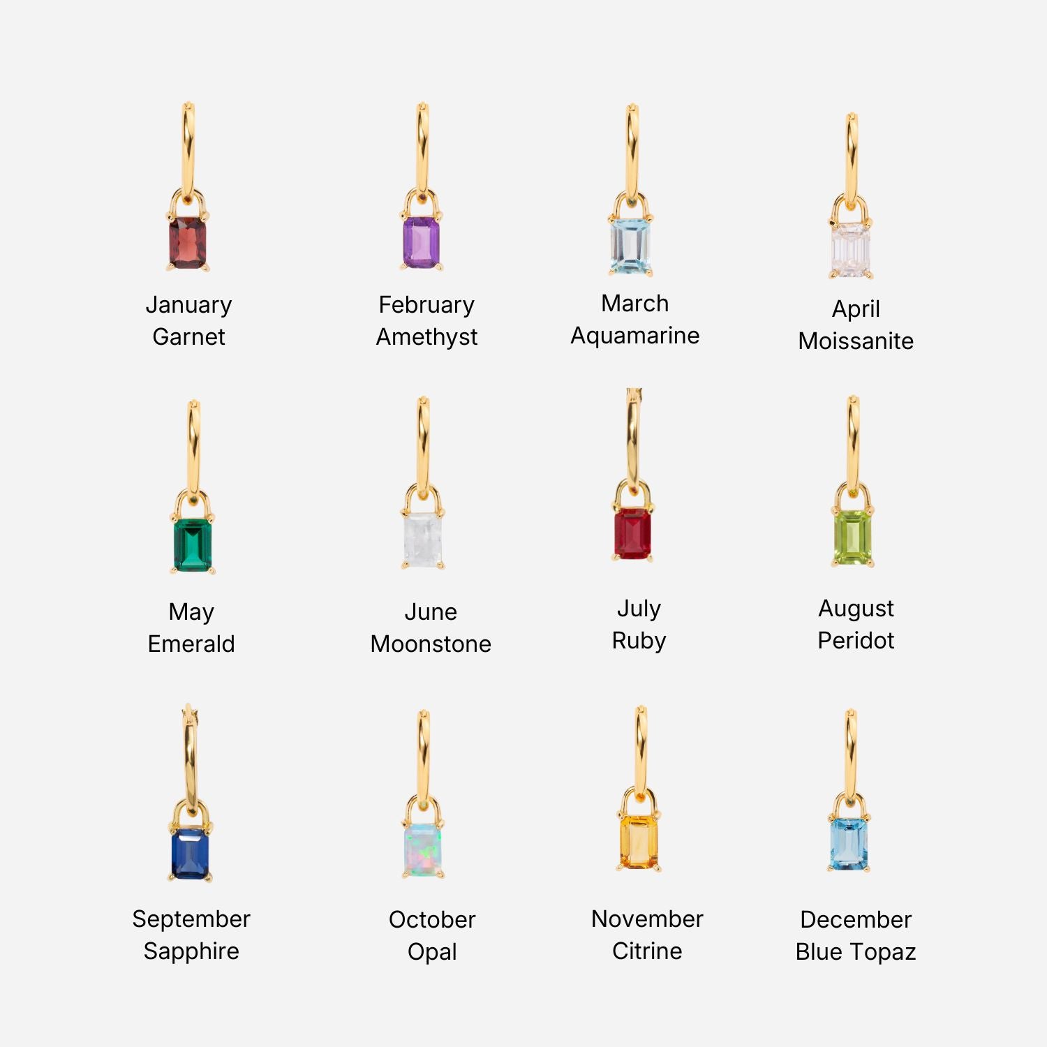 Iris Birthstone hoop Earrings