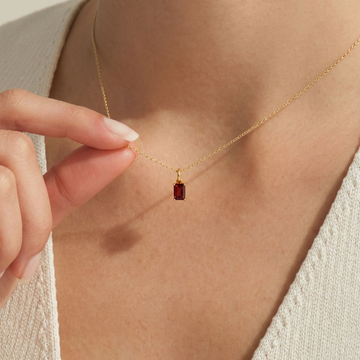 January Birthstone Garnet Necklace