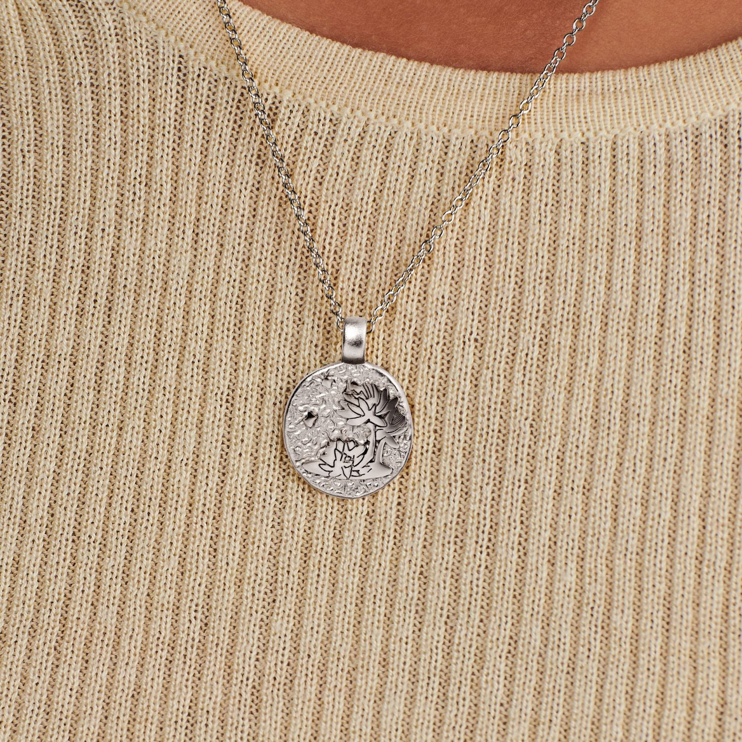 Water Lily July Birth Flower Silver Necklace