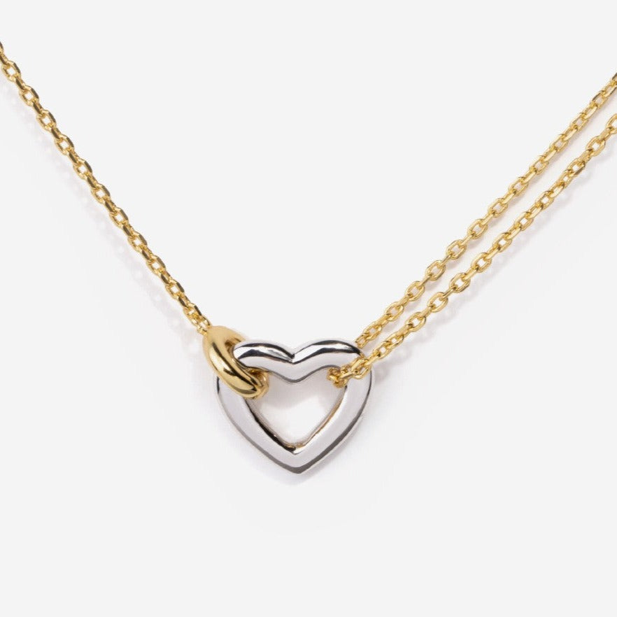 Linked Two-tone Heart Necklace in 14K Gold-Filled | Little Sky Stone