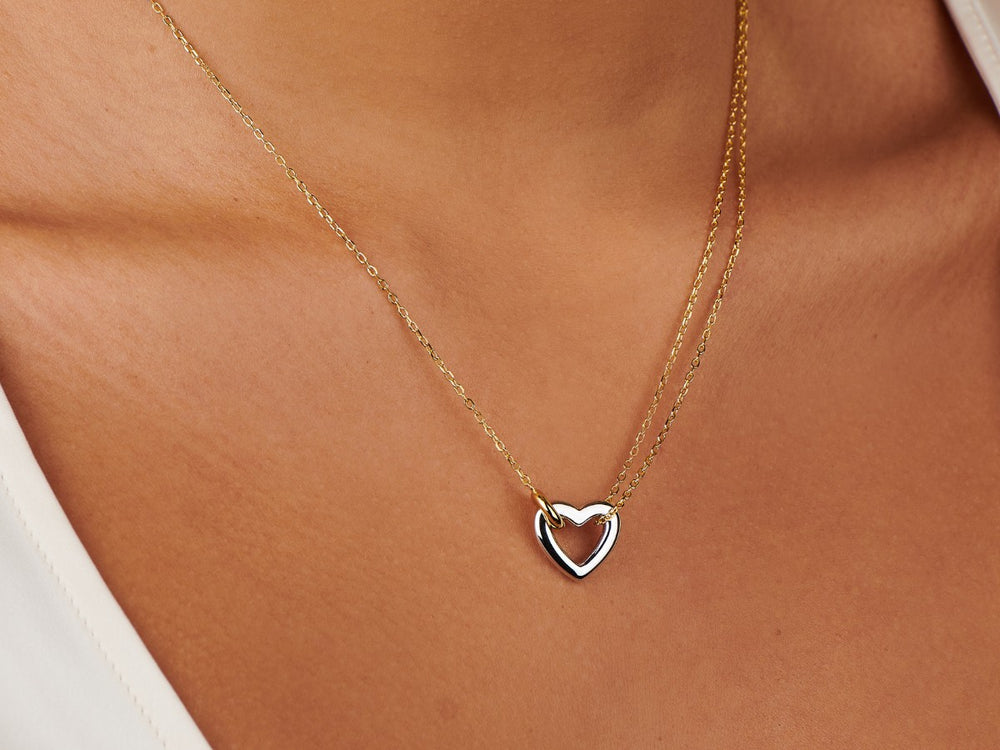 Two-Tone Bubble Heart Statement Necklace main image 0