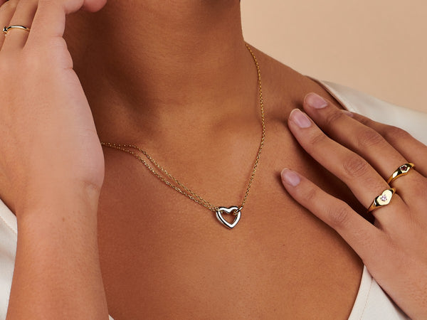 Two Toned Heart Necklace