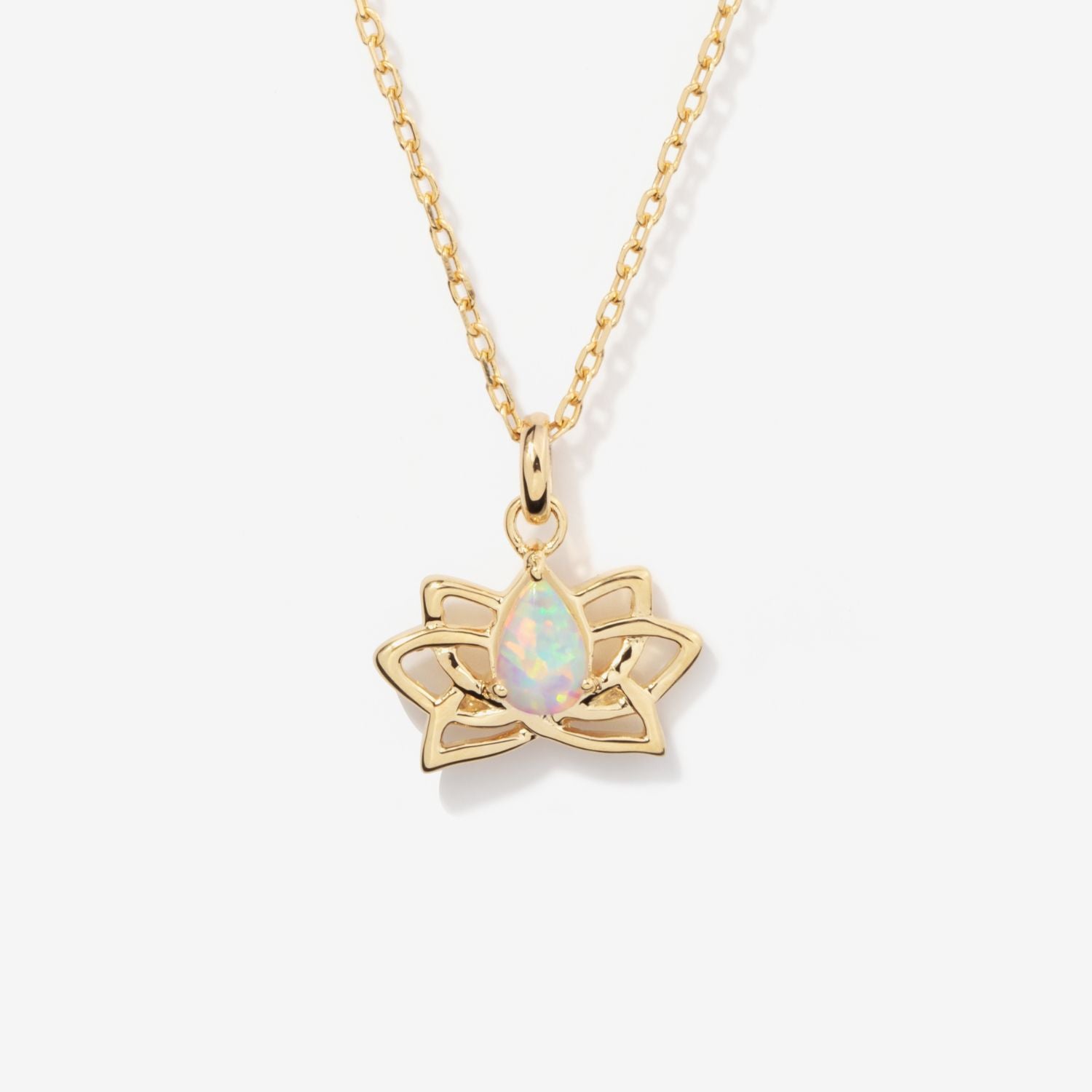 Lotus Opal Charm Necklace