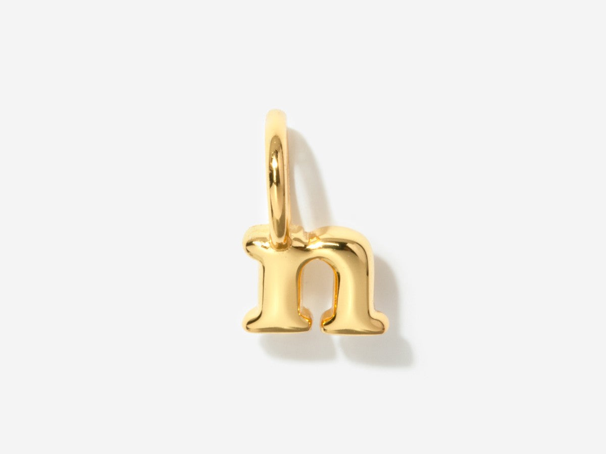 Tiny Lower Case Initial Charm in 14K Gold Over Sterling Silver, U