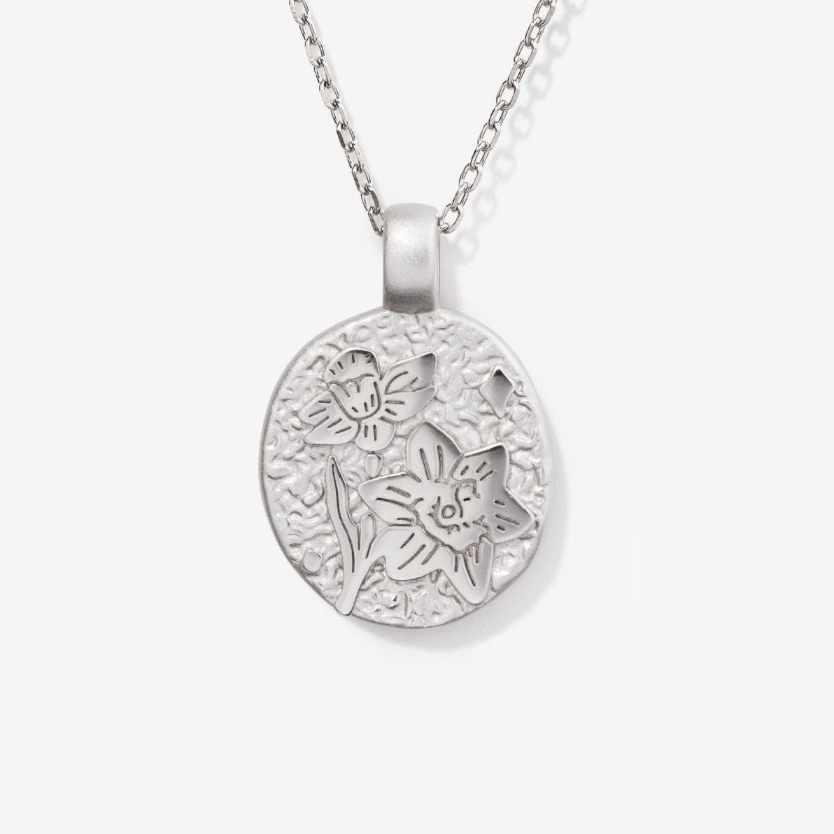 Daffodil March Birth Flower Silver Necklace