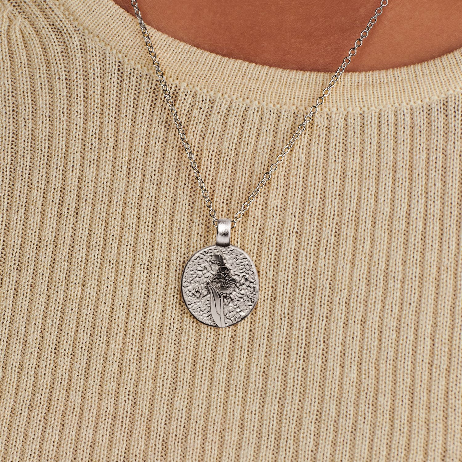 Lily of the Valley May Birth Flower Silver Necklace