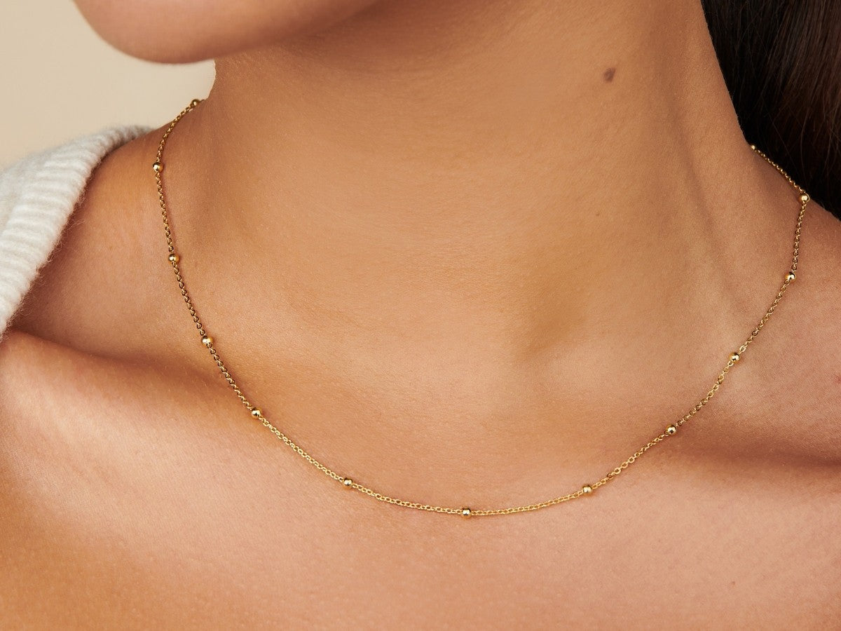 Mini Bead 14K Gold Filled Chain Necklace | Little Sky Stone