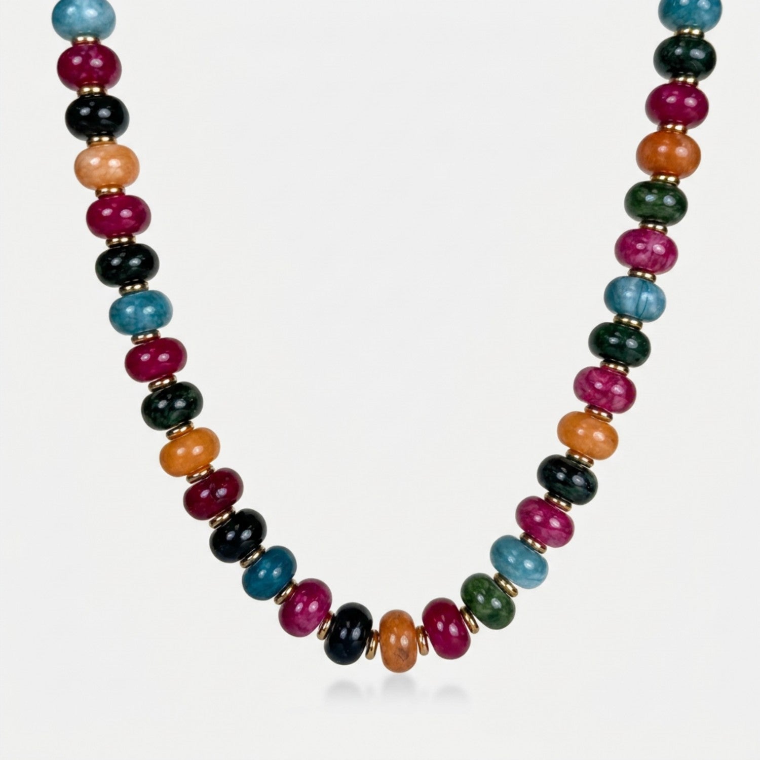 Multi-color Semi-Precious Gemstone Beaded Necklace Jane