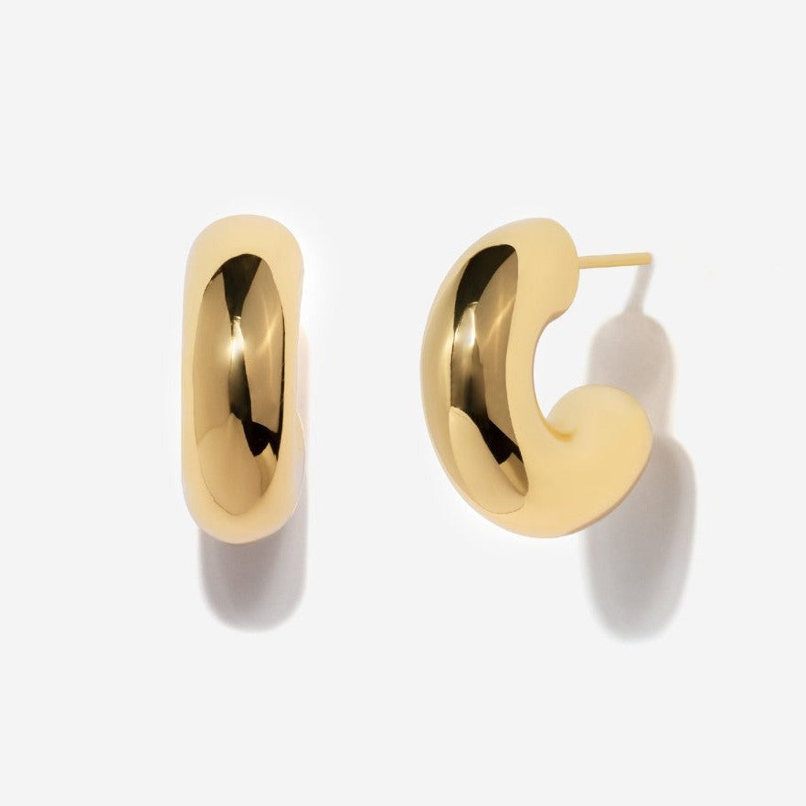 Medium Chunky Hoop Earrings 14k Gold Plated | Little Sky Stone