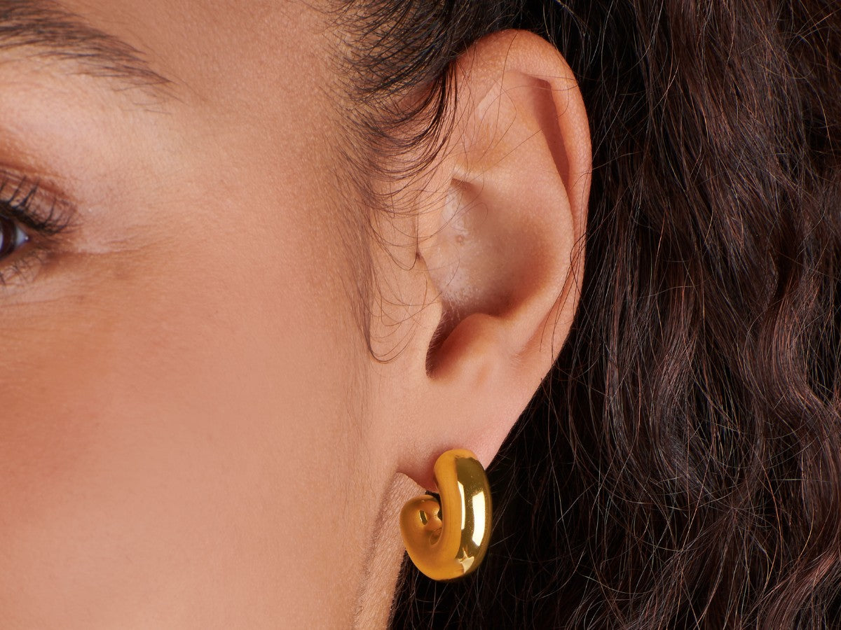 Medium Chunky Hoop Earrings 14k Gold Plated | Little Sky Stone