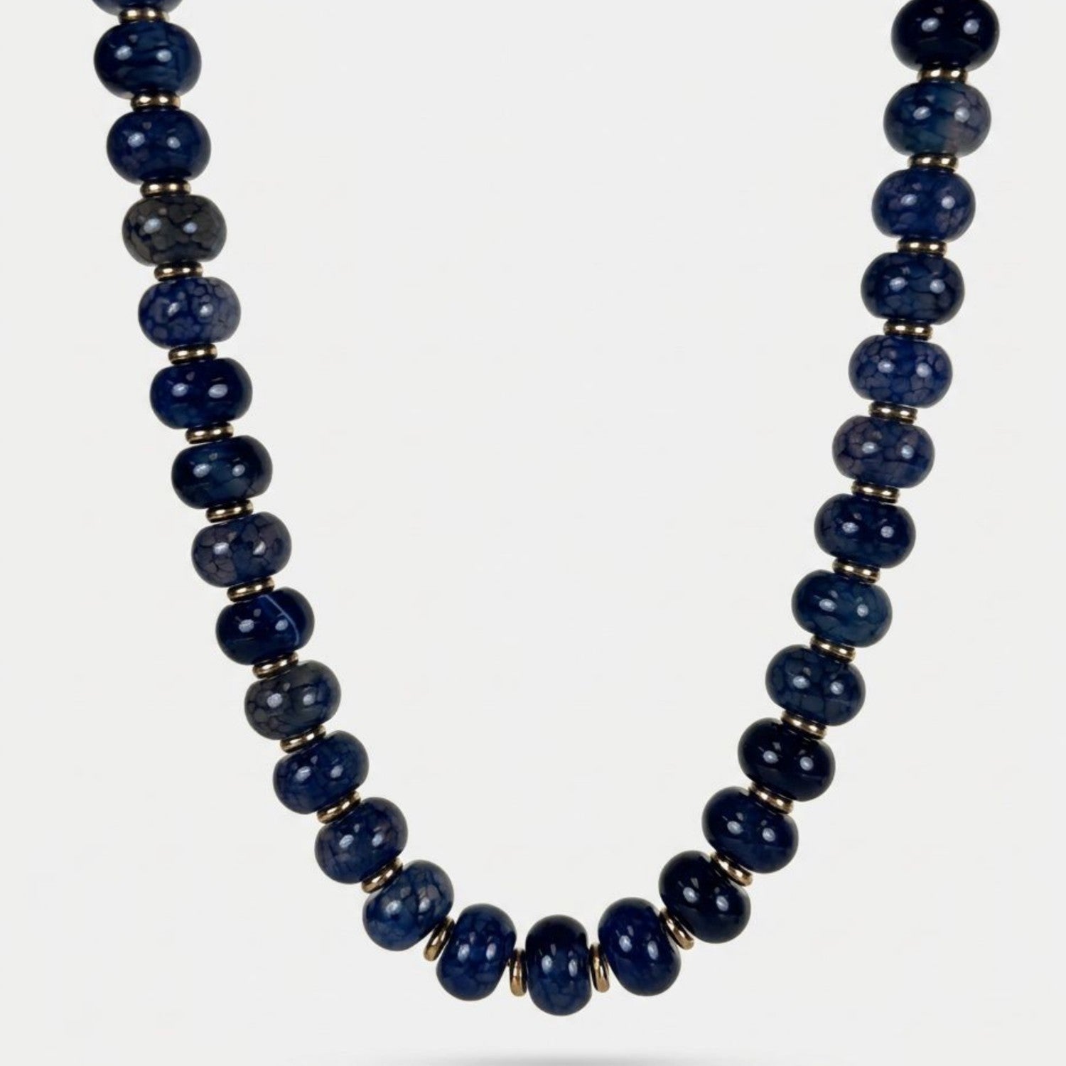 Navy Blue Beaded Necklace Jane