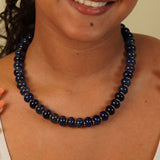Navy Blue Beaded Necklace Jane