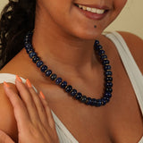 Navy Blue Beaded Necklace Jane