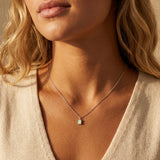 October Birthstone Blue Opal Silver Necklace
