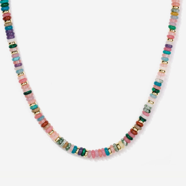 Beaded Mix Gemstone Multicolor Quartz Choker Necklace – Little Sky