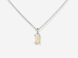 Baguette Opal October Birthstone Silver Necklace | Little Sky Stone