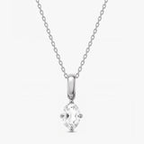 Oval April Birthstone Silver Necklace - Moissanite